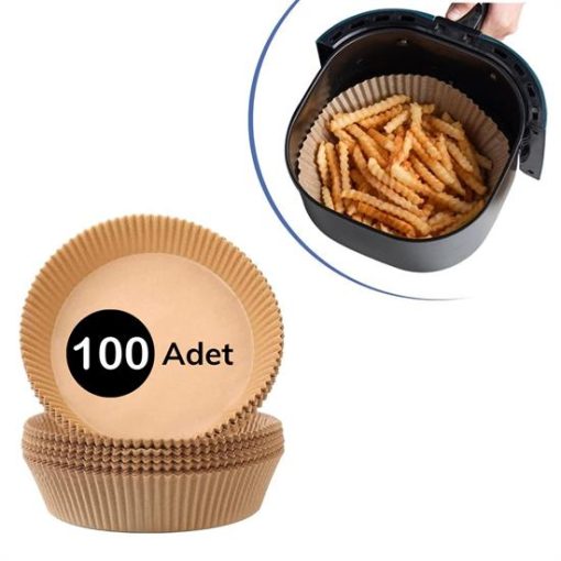 100 Adet  Air Fryer Pişirme Kağıdı Tek Kullanımlık  Yağlı Kağıdı Yuvarlak Tabak Model (4913)