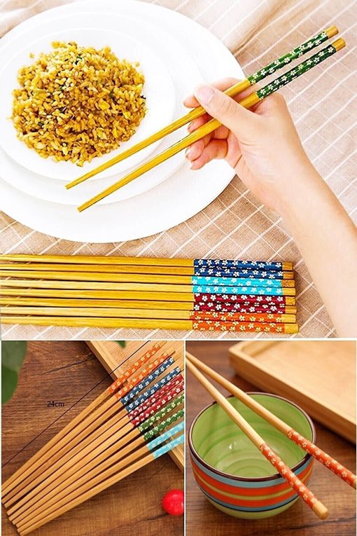 Bambu Chopstick Çubuk Yemek Çubuğu Yıkanabilir Tekrar Kullanılabilir (10 Çift- 20 Adet ) (4913)