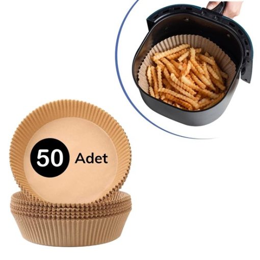 50 Adet Air Fryer Pişirme Kağıdı Tek Kullanımlık Hava Fritöz Yağ Geçirmez Yapışmaz Tabak Model (4913)