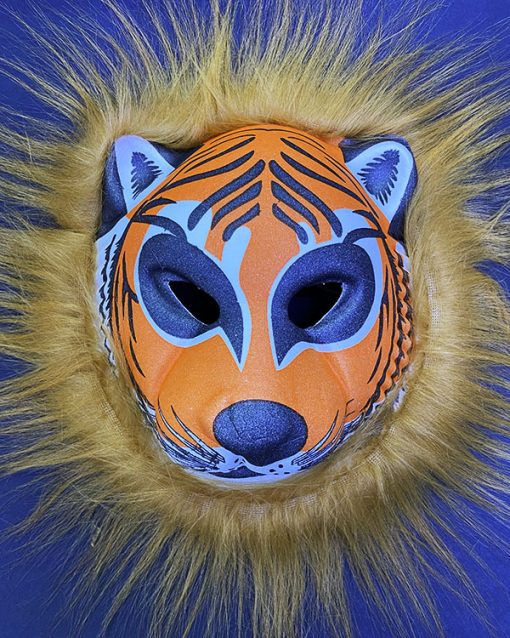 Kahverengi Peluş Saçlı Kırılmaz Yumuşak Tiger Maskesi 22x19 cm (4913)