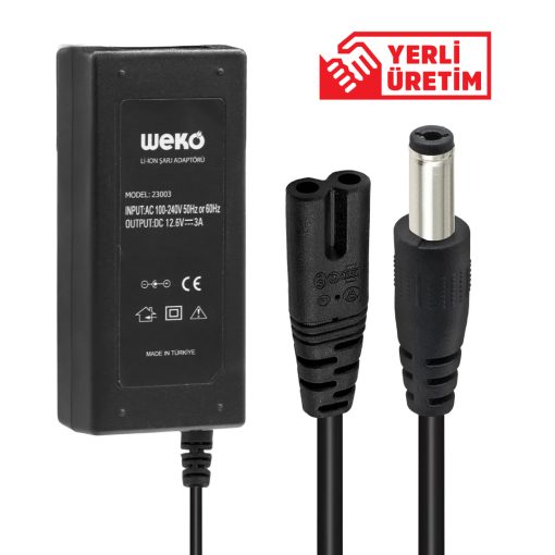 12.6 VOLT - 3 AMPER 5.5*2.5 UÇLU YERLİ ÜRETİM LI-ION BATARYA ŞARJ ADAPTÖRÜ (OUT:12V3A) (4913)