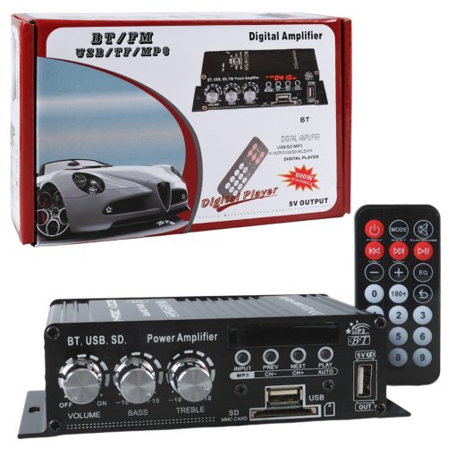 12 VOLT 100 WATT MOTOSİKLET BLUETOOTH AMFİ USB/SD 2 KANAL PAZARCI - ANFİ (154X80X42MM) (4913)