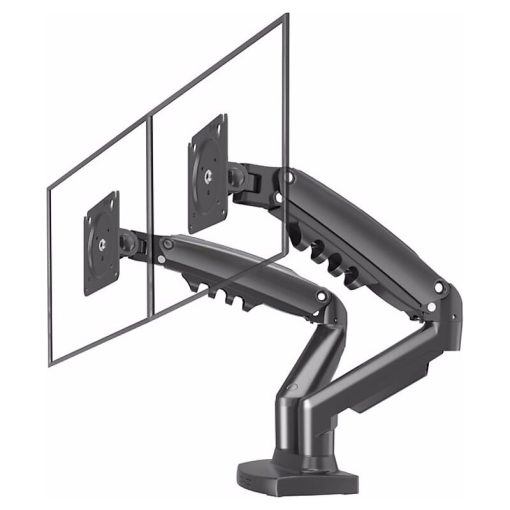 17-27 AMORTİSÖRLÜ STAND ÇİFT KOL LCD / LED MONİTÖR TUTUCU STAND ASKI APARATI MNT02 (4913)