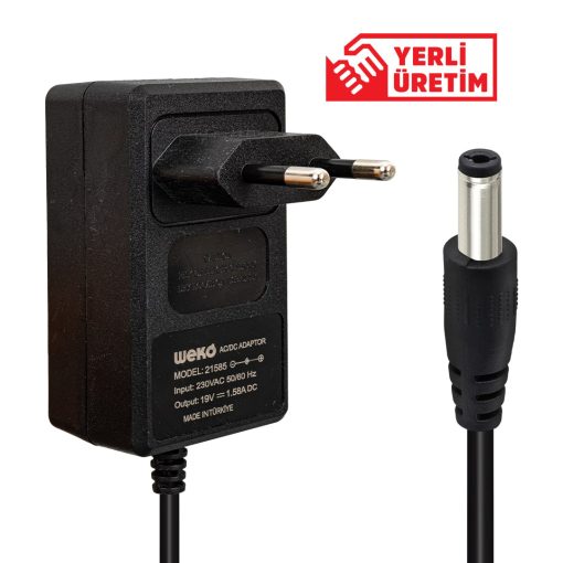 19 VOLT - 1.58 AMPER 5.5*1.7 UÇLU YERLİ ÜRETİM PRİZ TİPİ NOTEBOOK ADAPTÖR (4913)