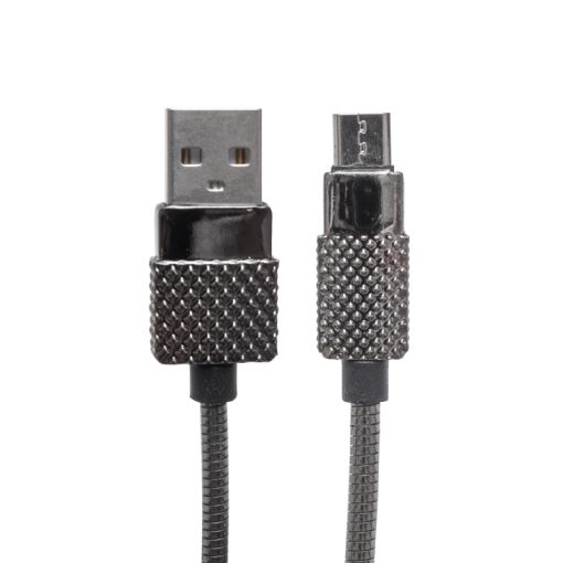 3 AMPER METAL YAYLI MICRO USB DATA VE ŞARJ KABLOSU 1 METRE (4913)