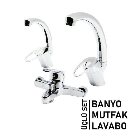 3LÜ SET   BANYO - EVYE MUTFAK - LAVABO   AÇ KAPA  MİX BATARYA MUSLUK (4913)