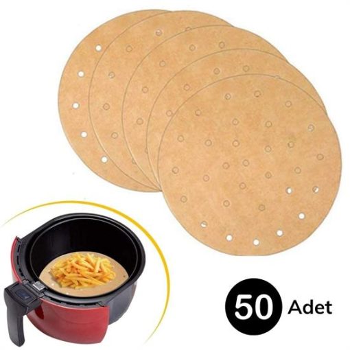 50 Adet Air Fryer Pişirme Kağıdı Tek Kullanımlık Gıda Pişirme Kağıdı Delikli Yuvarlak Model (4913)