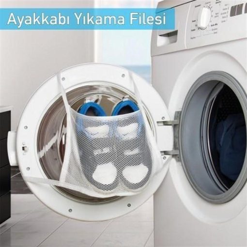 Pratik Çamaşır Makinesi Kapağa Bağlamalı Ayakkabı Yıkama Filesi (4913)