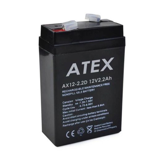 ATEX 12 VOLT - 2.2 AMPER DİK KARE AKÜ (70 X 46 X 101 MM) (4913)