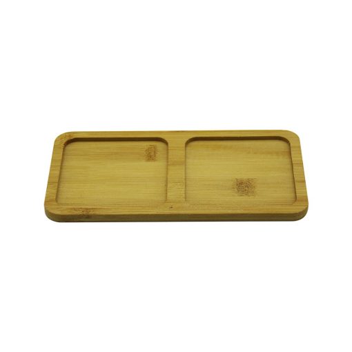 DİKDÖRTGEN - 2 BÖLMELİ - 10X19.5CM  AHŞAP BAMBU YAĞDANLIK ALTLIK (4913)