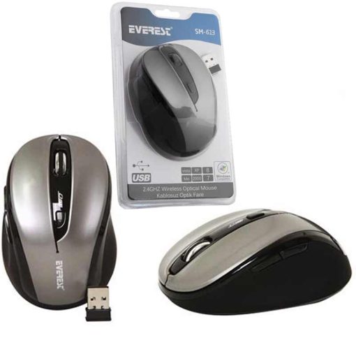 EVEREST SM-613 SİYAH 2.4GHZ OPTİK USB KABLOSUZ MOUSE (4913)