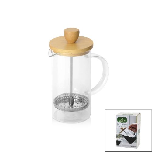 FRENCH PRESS 350ML BAMBU KAPAKLI CAM BİTKİ SÜZGEÇİ (4913)