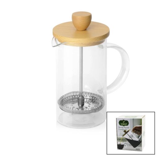 FRENCH PRESS 800ML BAMBU KAPAKLI CAM BİTKİ SÜZGEÇİ (4913)