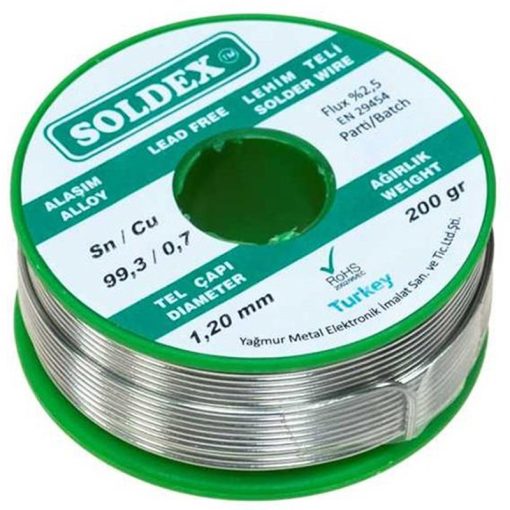 KURŞUNSUZ SOLDEX 200 GR 1.2 MM KURŞUNSUZ LEHİM TELİ SN 99.3 / CU 0.7 (4913)