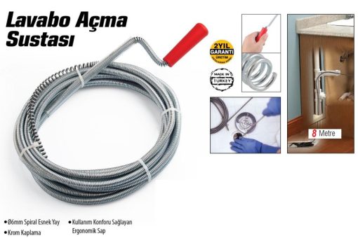 Lavabo Ve Gider Boruları Açacağı - Lavabo Açma Sustası - 8Metre (4913)