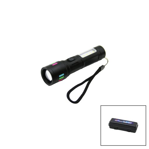 METAL GÖVDE 2IN1=ZOOM - RGB 9 LED EL FENERİ USB ŞARJLI MİNİ PLS.KUTULU (4913)