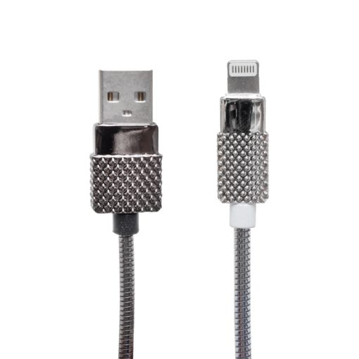 METAL YAYLI IPHONE LIGHTNING USB DATA VE ŞARJ KABLOSU 1 METRE (4913)