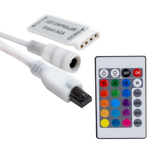 MİNİ 24 TUŞLU 5 VOLT - 12 VOLT - 24 VOLT - 3.2 AMPER KUMANDALI RGB LED KONTROL CİHAZI (4913)