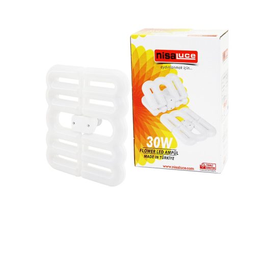 NİSALUCE EAMP-096/B 30W - E27FLOWER KATLANIR- 4B ŞEKİL16X21CMBEYAZ LED LAMBA AMPUL 2700LÜMEN- 6500K (4913)