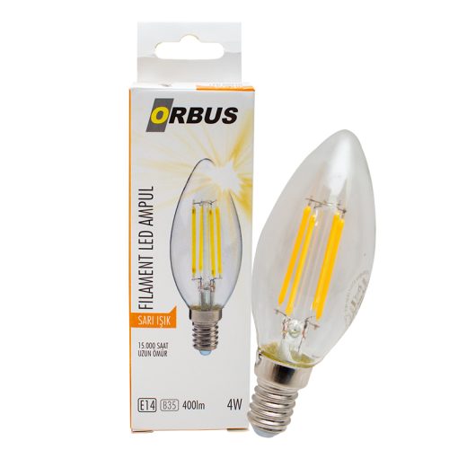 ORBUS ORB-BC3 FILAMENT BULB B35 4 WATT E14 400 LMN SARI LED AMPÜL (4913)