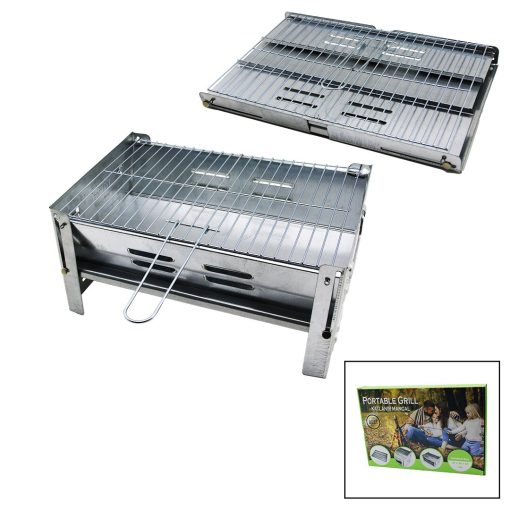 PORTABLE GRILL  KOMPLE KATLANIR  PORTATİF - PRATİK GALVANİZ METAL MANGAL  27X40X20CM (4913)