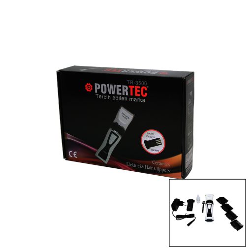 POWERTEC TR-3500 SAÇ KESME TRAŞ MAKİNESİ YEDEK BATARYALI (4913)