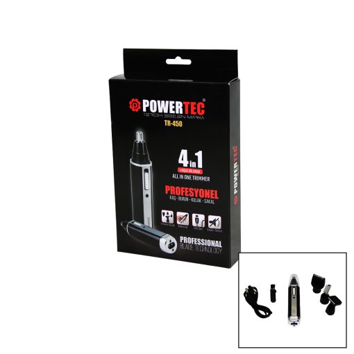 POWERTEC TR-450 4İN1 KAŞ - BURUN - KULAK - SAKAL ŞARJLI TRAŞ MAKİNESİ (4913)