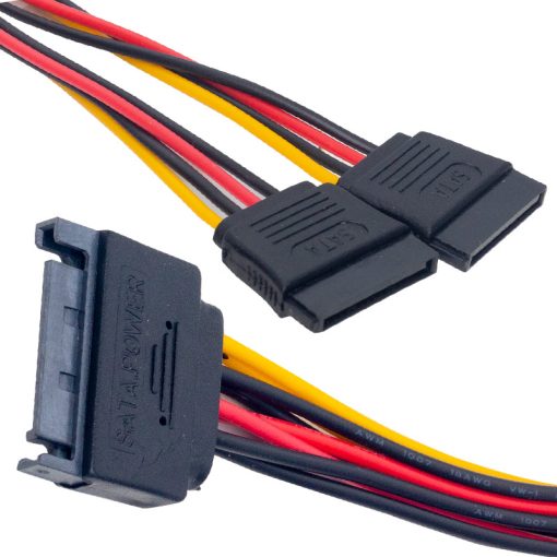 SATA POWER 15 PİN ERKEK TO 2 X SATA POWER 15 PİN DİŞİ ÇOKLAYICI KABLO (4913)