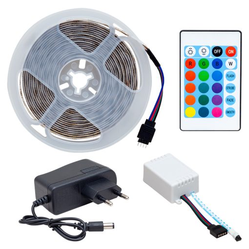 SİLİKONSUZ 5 METRE RGB ŞERİT LED ANİMASYON DEVRELİ + ADAPTÖR SET (4913)