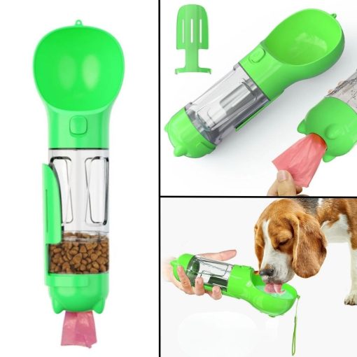 Taşınabilir Hazneli Mama Kaplı ,Kaka Poşetli Kedi,Köpek Suluğu-300ml (4913)