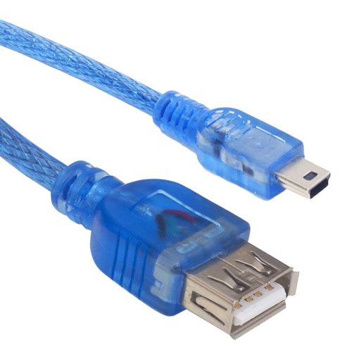 USB 5 PİN ERKEK-USB DİŞİ IPOD KABLOSU MAVİ ŞEFFAF 40 CM (4913)