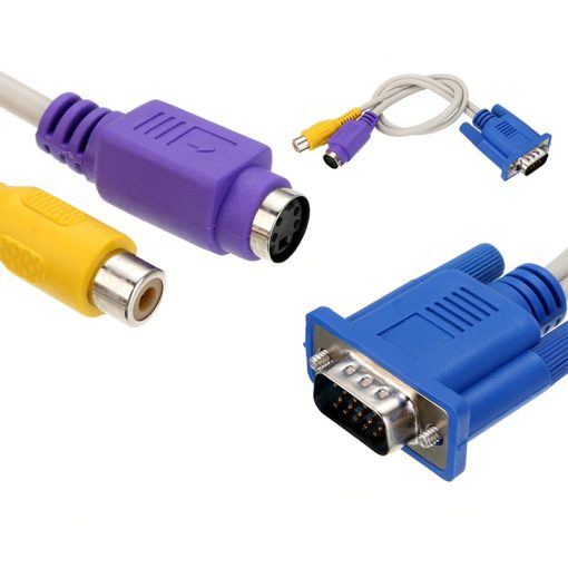 VGA 15 PİN ERKEK  / 1 RCA DİŞİ+MINI DIN DİŞİ 10 CM KABLO (4913)