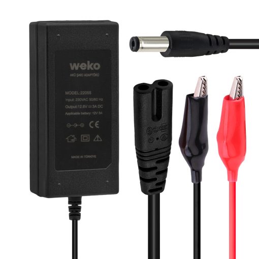 12.6 VOLT - 3 AMPER 5.5*2.5 + KROKODİL UÇLU LEDLİ YERLİ ÜRETİM MASAÜSTÜ ŞARJ ADAPTÖRÜ (OUT:12V3A) (4913)