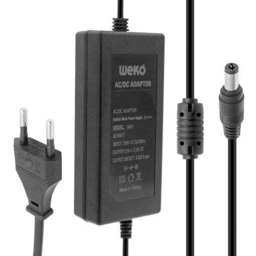 12 VOLT - 3.2 AMPER - 38 WATT 5.5*2.5 UÇLU PLASTİK KASA MASAÜSTÜ ADAPTÖR KUTUSUZ YERLİ ÜRETİM (4913)