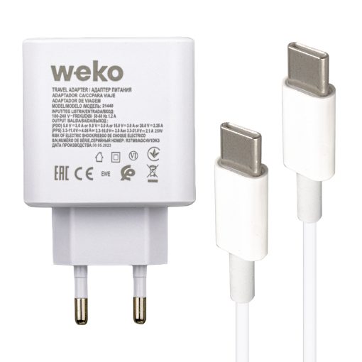 WK-21440 S11-C 25 WATT ŞARJ BAŞLIK ADAPTÖRÜ + TYPE-C TO TYPE-C KABLO (NO:9T) (4913)