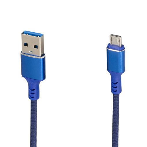 WK-22023 USB TO MICRO USB ÖRGÜLÜ LACİVERT ŞARJ KABLOSU (NO:14) (4913)