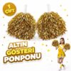 1 Çift ( 2 Adet ) Altın Renk 23 Nisan 19 Mayıs 29 Ekim Okul Gösteri Ponponları Ekstra Dolgun