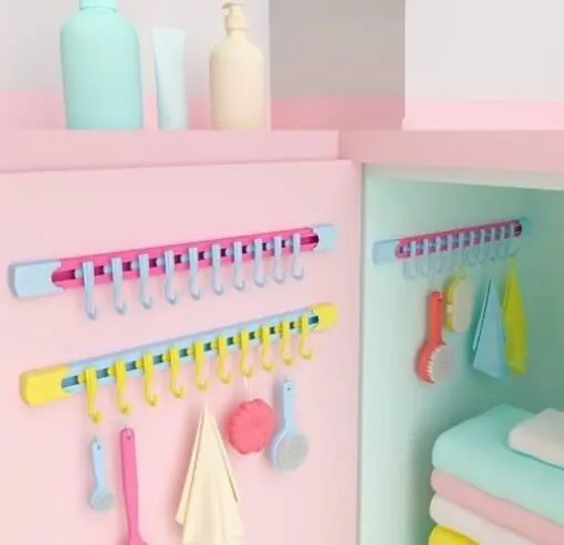 10 Kancalı Raylı Mutfak ve Banyo Düzenleyici Askı 30 cm