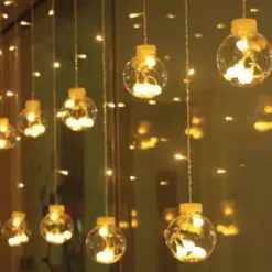 10 Sarkıtlı Kumandalı Dekoratif Top İçi Mini Toplu LED Günışığı Rengi Dekoratif Aydınlatma