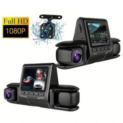1080P Üçlü Lens Araba Dash Cam Dashcam Ön İç &amp; Arka HD Araba DVR 120 ° Açı Döngü Kaydı Yerçekimi Sensörü