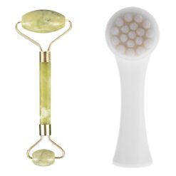 2'li Set Çift Taraflı Cilt Temizleme Fırçası ve Yeşim Taşı Çift Taraflı Cilt Masaj Aleti