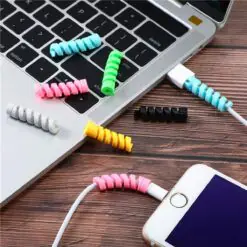 4'lü Apple, Android Şarj Kablosu Koruyucu Silikon Spiral Yay Aparat