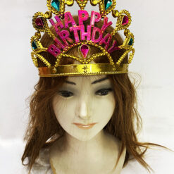 Altın Renk Happy Birthday Yazılı Doğum Günü Tacı 60 cm