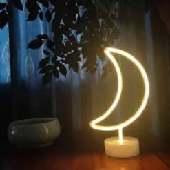 Dekoratif Pilli Ay Tasarımlı 3D Neon Led Masa Ve Gece Lambası