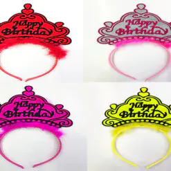 Happy Birthday Yazılı Neon Renk Taç 12 Adet