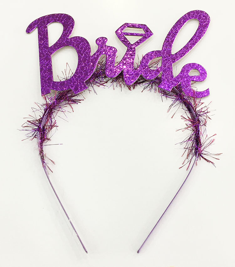 Mor Renk Bekarlığa Veda İtalik Yazı Alyanslı Bride Taç