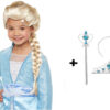 Örgülü Karlar Ülkesi Frozen Elsa Peruğu Tacı ve Sopası Çocuk Boy