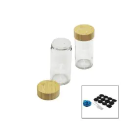 12 PCS TAKIM YUVARLAK CAM BAHARATLIK - TUZLUK BAMBU KAPAKLI