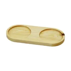 2 BÖLMELİ - OVAL   AÇIK RENK=SADE  AHŞAP YAĞDANLIK ALTLIK  27X12.5CM
