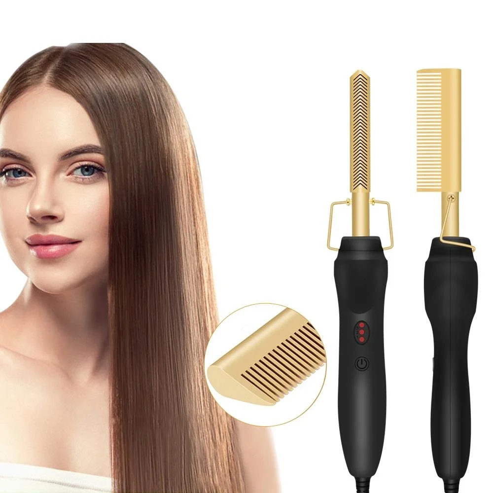 2 in 1 Elektrikli Isıtma Tarak Saç Düzleştirici Bigudi Islak Kuru Saç  Fırçası Saç Şekillendirici Egonex